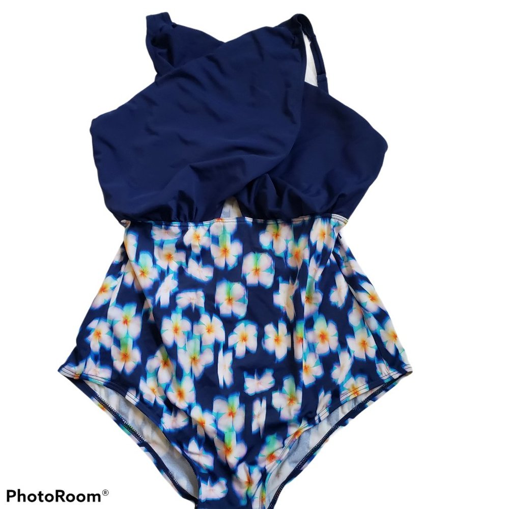 Eloquii Wrap Halter One Piece Swimsuit